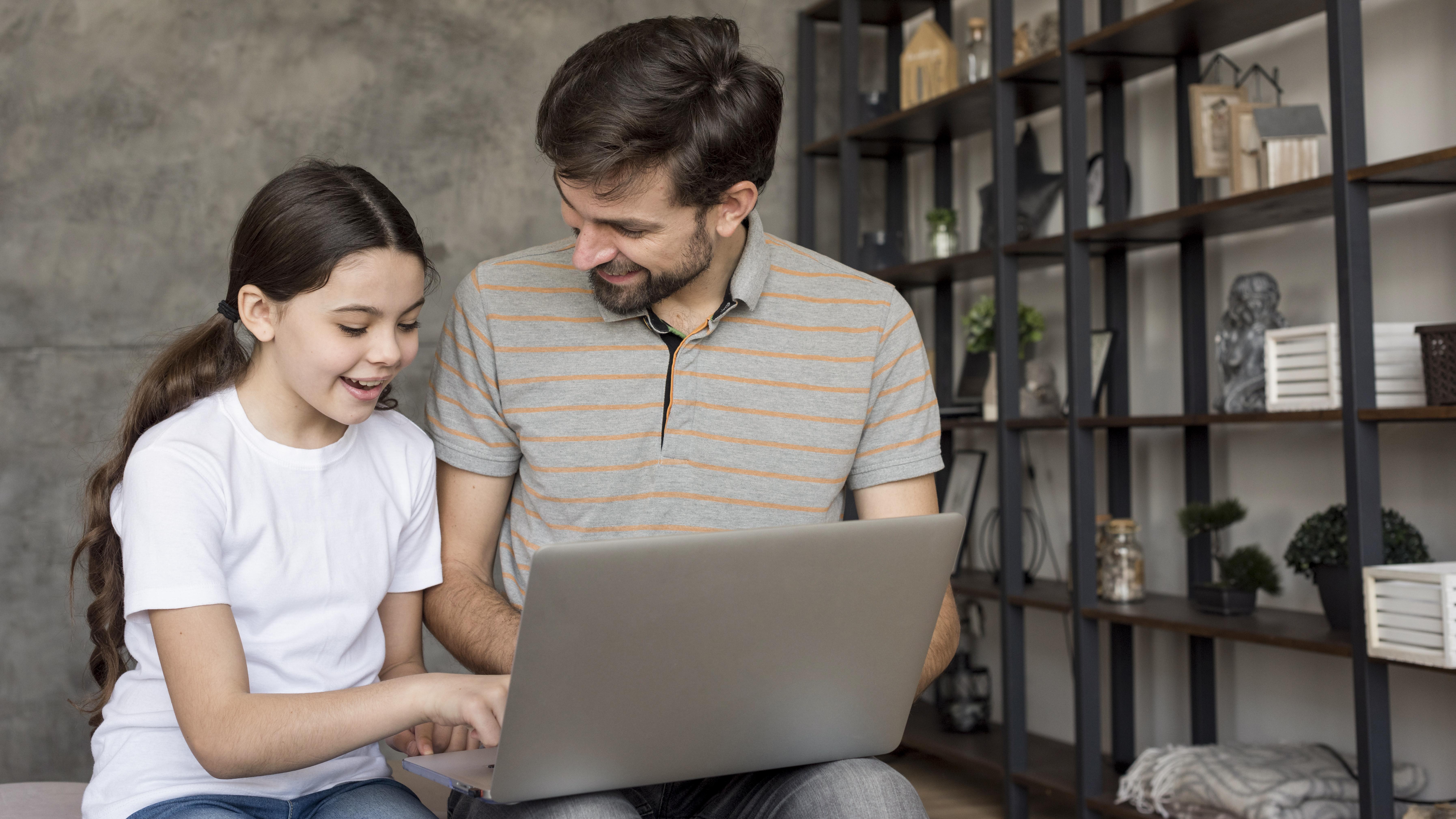 Parent with child learning together