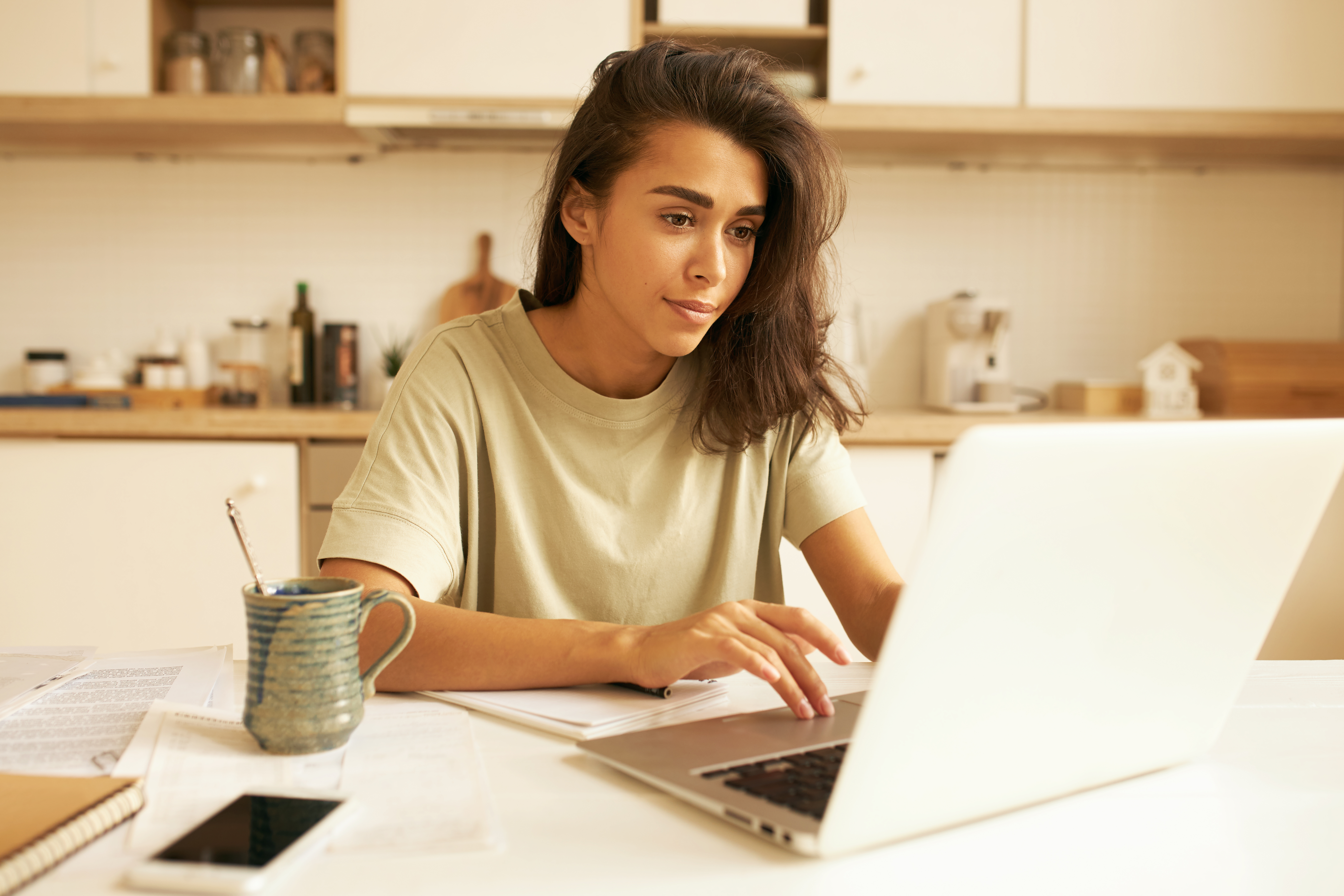 Student working with laptop